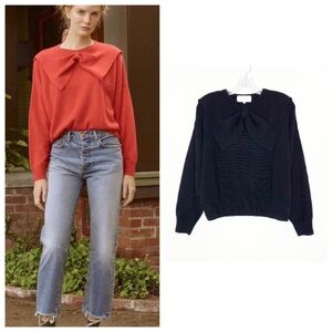 THE GREAT. The Bow Cashmere Sweater (Sz 0 / XS) Black